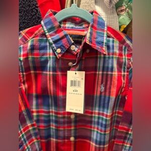 Polo Ralph Lauren Boys Plaid Performance cotton Shirt Size 4